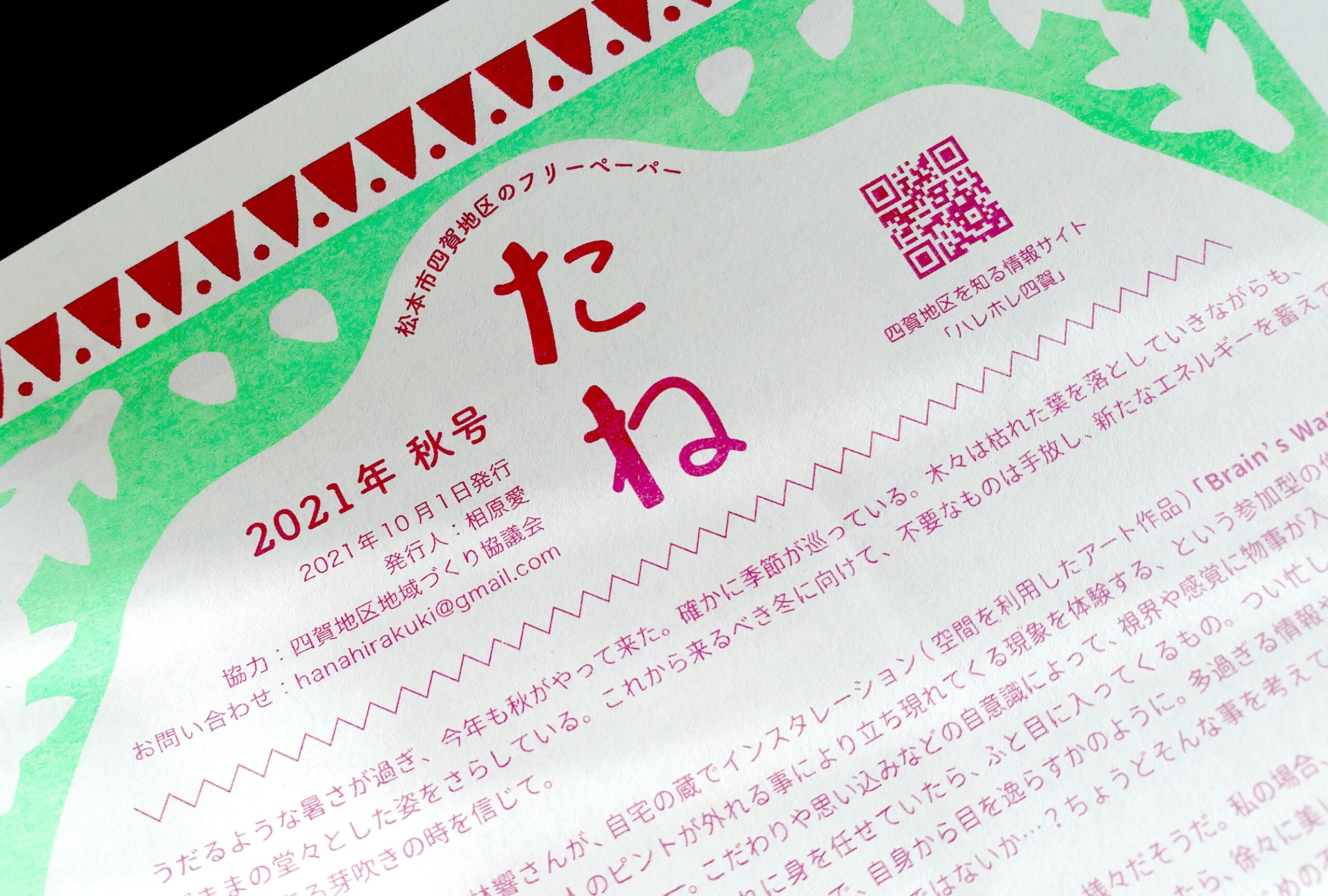 フリーペーパー「たね」寄稿